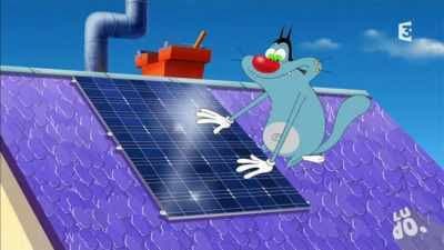 Oggy tombe dans le panneau Oggy tombe dans le panneau